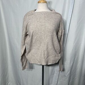 If It Were Me Tan Neutral Crewneck Sweater Oversized Cozy Boho Minimalist Small